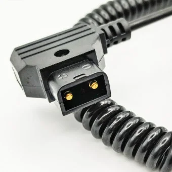 Spiral D-Tap Cable with 5.5mm DC plug 100cm.