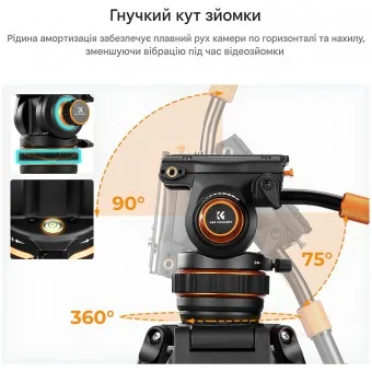 Професійний штатив K&F Concept VA3 із гідравлічною головою BV20
