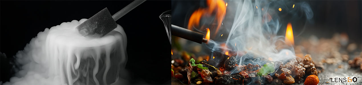 Портативная дым-машина LENSGO Smoke GO в действии